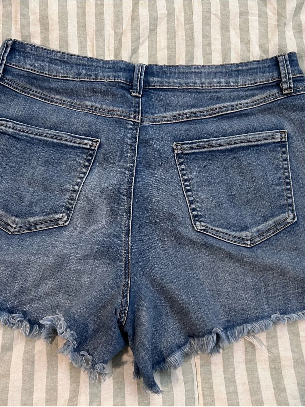 Sincerely Jules Medium Blue Distressed Denim Cutoff Shorts